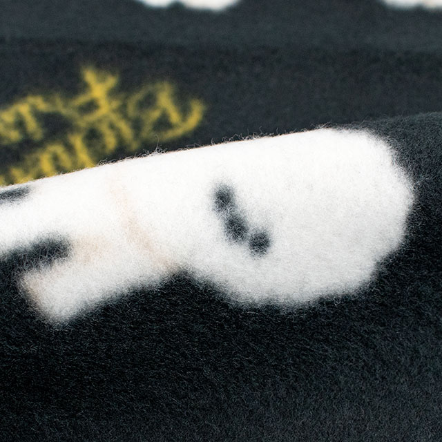 生地 フリースプリント ビションフリーゼ 約140cm幅×150cmカット(75600-1) 2.ブラック 14yy88_