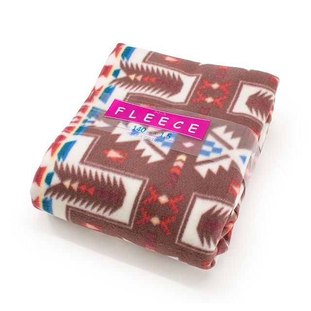 生地 フリースプリント 民族柄 約140cm幅×150cmカット(75600-1) 6.ブラウン 14yy88_