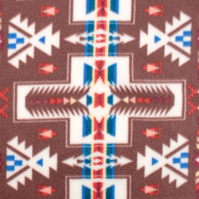 生地 フリースプリント 民族柄 約140cm幅×150cmカット(75600-1) 6.ブラウン 14yy88_