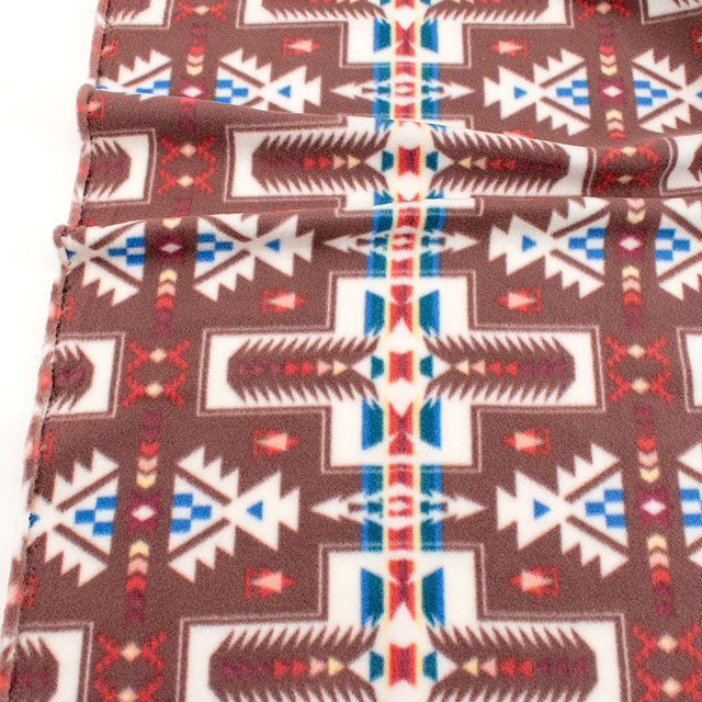 生地 フリースプリント 民族柄 約140cm幅×150cmカット(75600-1) 6.ブラウン 14yy88_