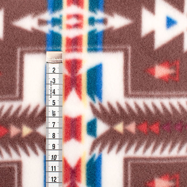 生地 フリースプリント 民族柄 約140cm幅×150cmカット(75600-1) 6.ブラウン 14yy88_