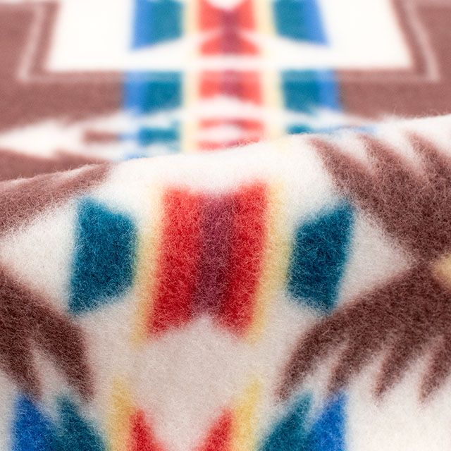 生地 フリースプリント 民族柄 約140cm幅×150cmカット(75600-1) 6.ブラウン 14yy88_