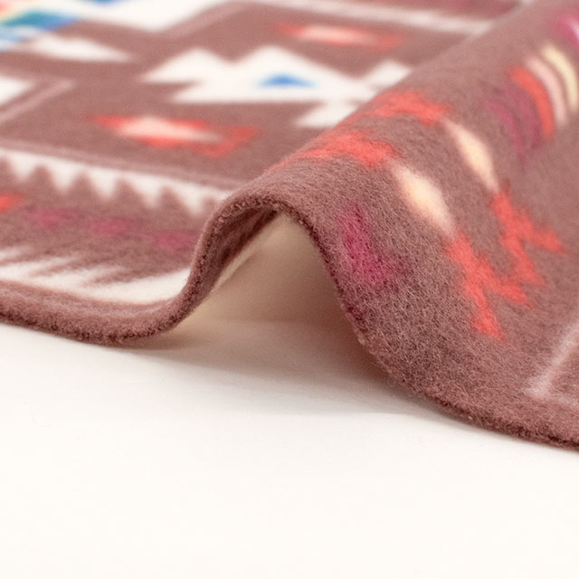 生地 フリースプリント 民族柄 約140cm幅×150cmカット(75600-1) 6.ブラウン 14yy88_