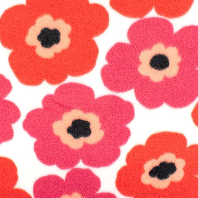 生地 フリースプリント 北欧風花柄 約140cm幅×150cmカット(75600-1) 8A.レッド 14yy88_