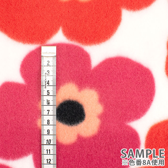 生地 フリースプリント 北欧風花柄 約140cm幅×150cmカット(75600-1) 8A.レッド 14yy88_