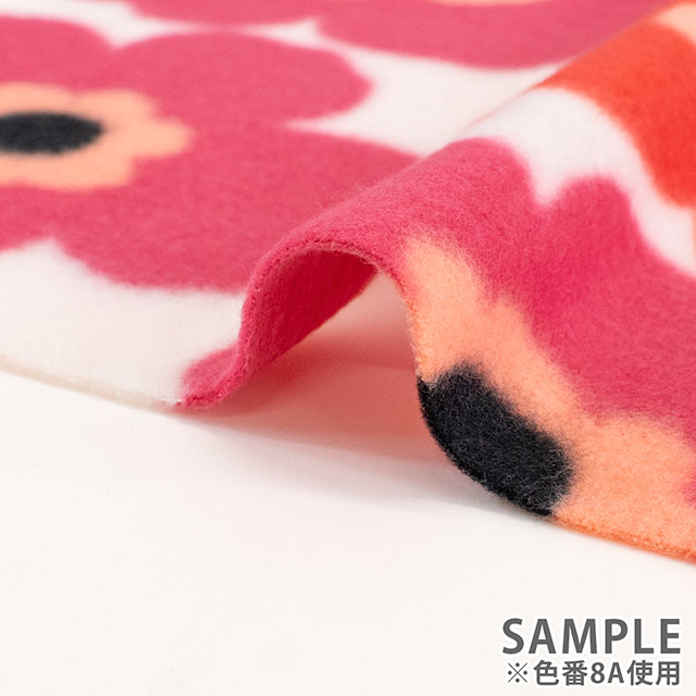 生地 フリースプリント 北欧風花柄 約140cm幅×150cmカット(75600-1) 8A.レッド 14yy88_