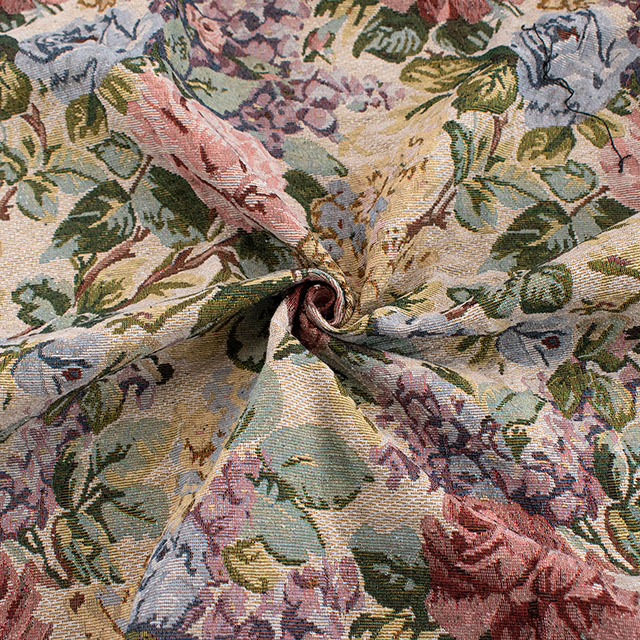 生地 ゴブランジャガード 大花柄 約140cm幅×150cmカット(75601-1) 色番5 14yy88_