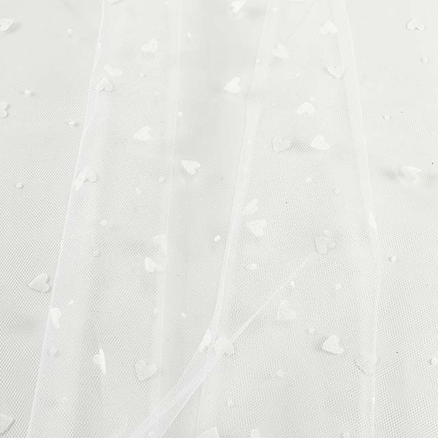 生地 チュールフロッキーハート(803) 1.白 10Aa01_