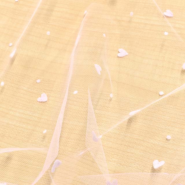 生地 チュールフロッキーハート(803) 2.淡ピンク 10Aa01_