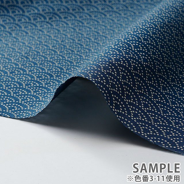 生地 和柄シーチング 青海波(88222) 3-11.青 09Ag17_