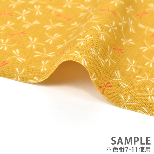 生地 和柄シーチング とんぼ(88222) 7-1.からし 09Ag17_