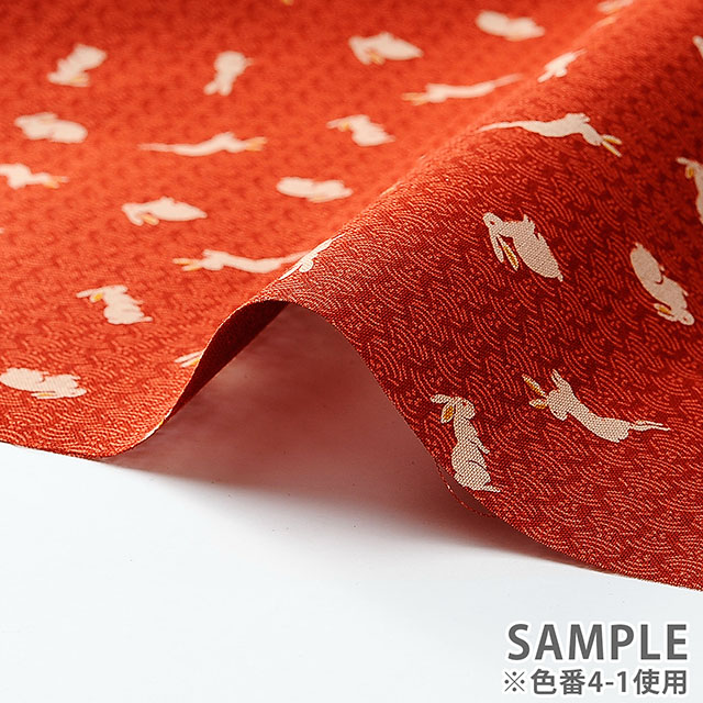 生地 和調プリント うさぎ/シーチング(88227) 4-5.黒 09Ag17_