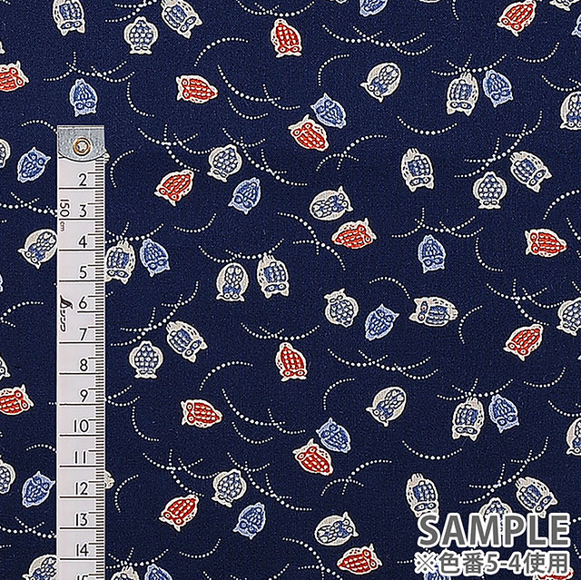 生地 和調プリント ふくろう/シーチング(88227) 5-2.赤 09Ag17_