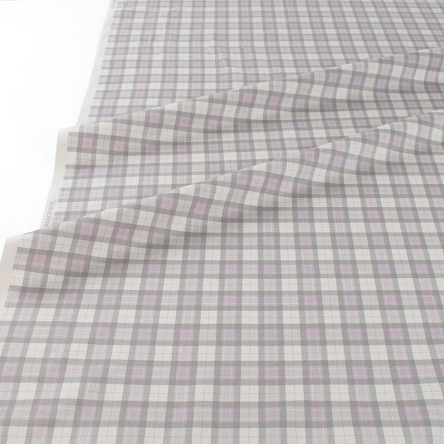 生地 ツイルプリント チェック(88320) 1-18.グレー×ライラック 09Bk22_