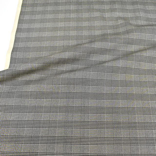生地 ツイルプリント グレンチェック柄(88320) 2-1.アイボリー×ブラック 09Bk22_