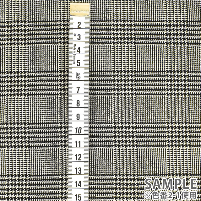 生地 ツイルプリント グレンチェック柄(88320) 2-1.アイボリー×ブラック 09Bk22_