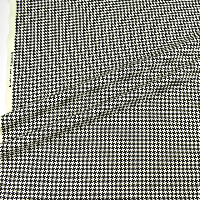 生地 ツイルプリント 千鳥格子柄(88320) 3-1.オフホワイト×ブラック 09Bk22_