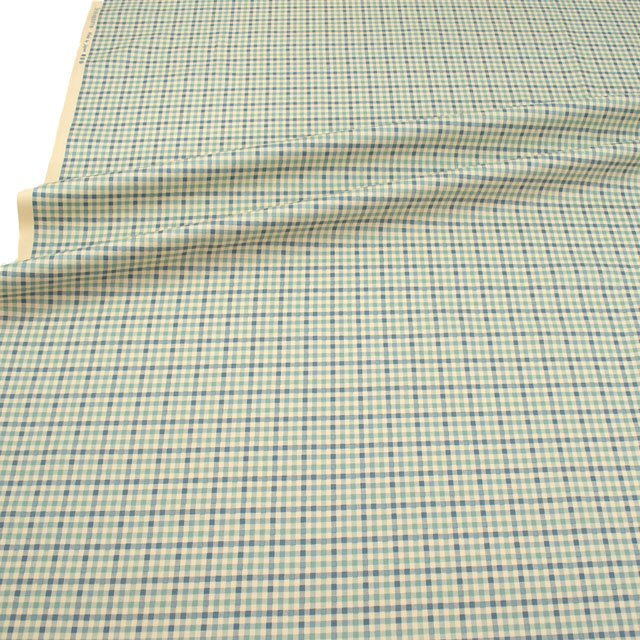 生地 ツイルプリント ギンガムチェック柄(88320) 4-7.アイボリー×ブルー 09Bk22_
