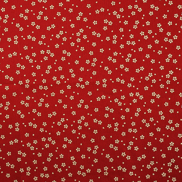 生地 和柄シーチング金プリント 桜(88337) 1-2.茜 09Ag17_