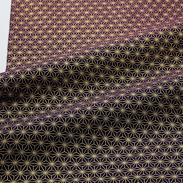 生地 和柄シーチング金プリント 麻の葉(88337) 2-3.紫 09Ag17_