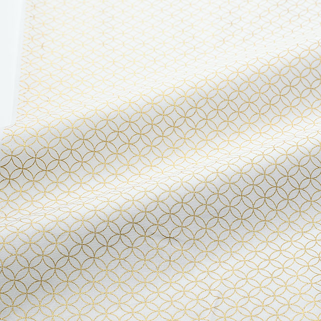 生地 和柄シーチング金プリント 七宝(88337) 3-1.白 09Ag17_