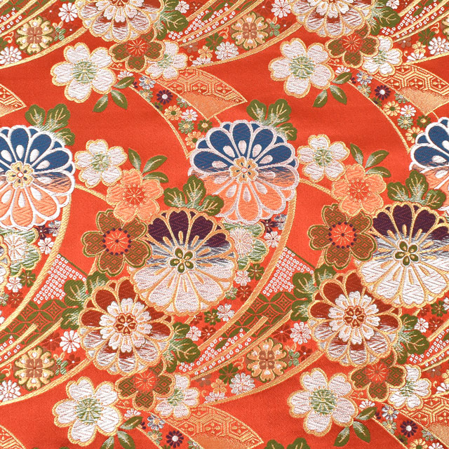 金襴生地 洛レイ胴入2号 花浪漫(18-8984) 赤 09Bh18_