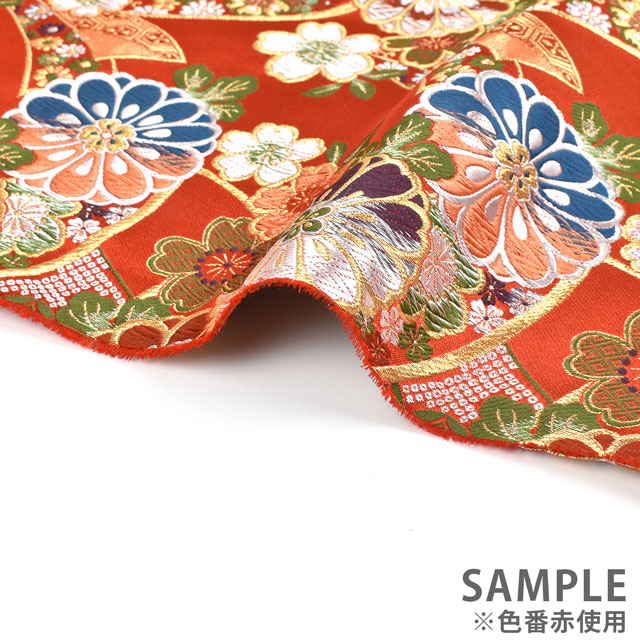 金襴生地 洛レイ胴入2号 花浪漫(18-8984) 赤 09Bh18_