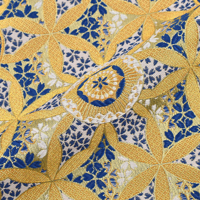 金襴生地 寿三丁2号 満開桜(97-2235-2) 青系 09Bh18_