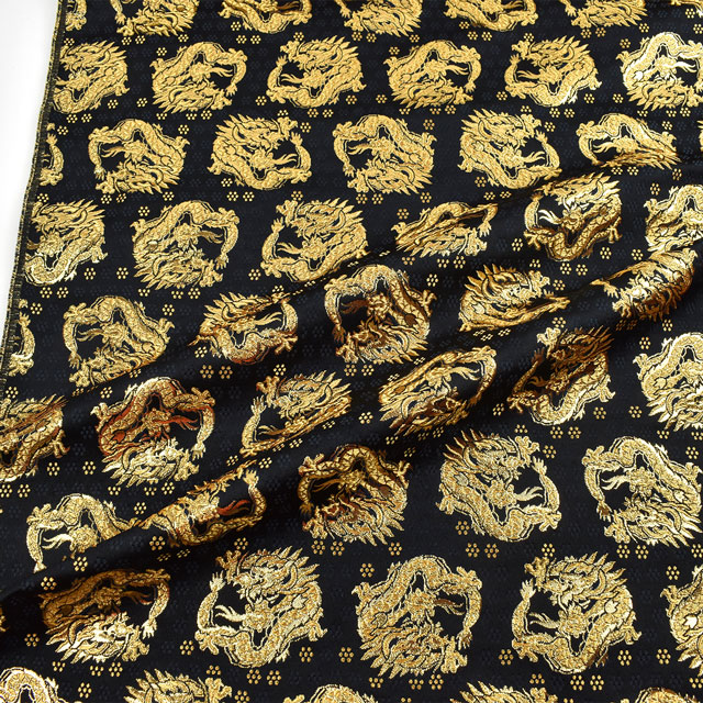 金襴生地 寿三丁4号 龍紋(155-2136-5) 黒 09Bh18_