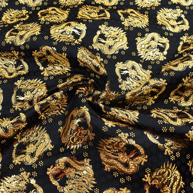 金襴生地 寿三丁4号 龍紋(155-2136-5) 黒 09Bh18_