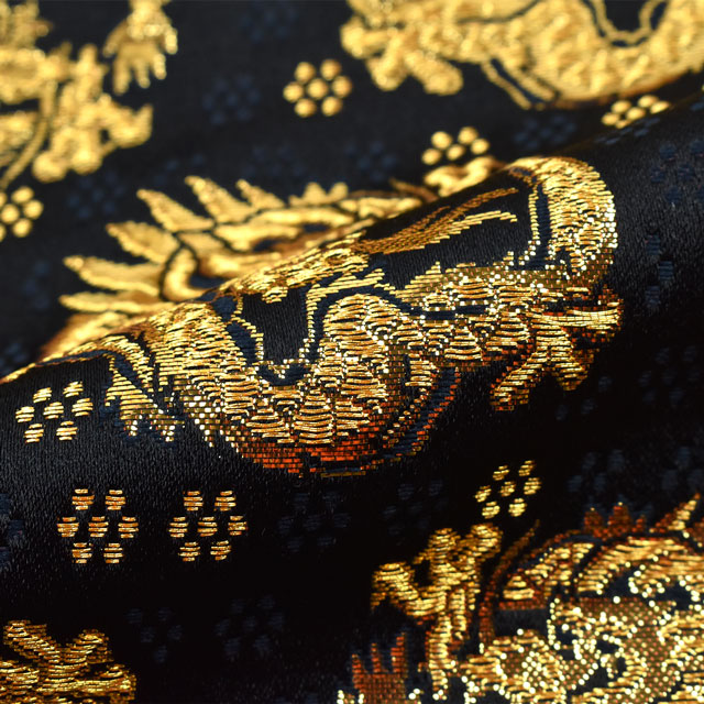 金襴生地 寿三丁4号 龍紋(155-2136-5) 黒 09Bh18_