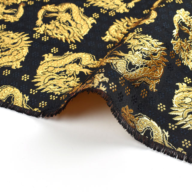 金襴生地 寿三丁4号 龍紋(155-2136-5) 黒 09Bh18_