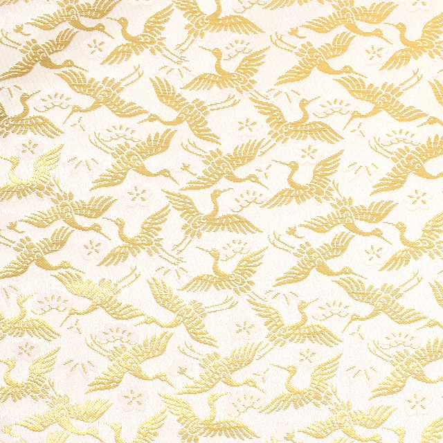 金襴生地 古代群鶴(9709) 白 09Bh18_