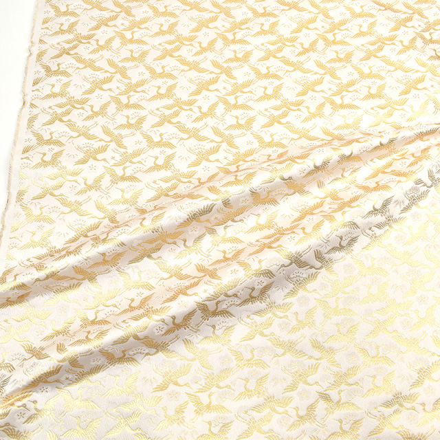 金襴生地 古代群鶴(9709) 白 09Bh18_