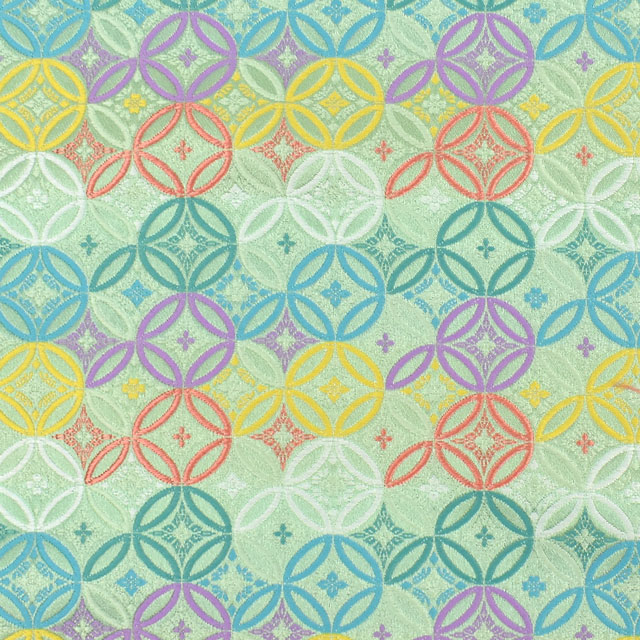 金襴生地 琳派名物裂 七宝(111-9954) 緑 09Bh18_