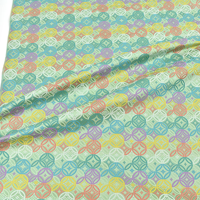 金襴生地 琳派名物裂 七宝(111-9954) 緑 09Bh18_