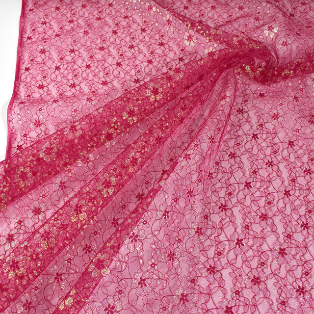 生地 パールチュールラッセル(9990P) 6.フューシャ 10Ac04_