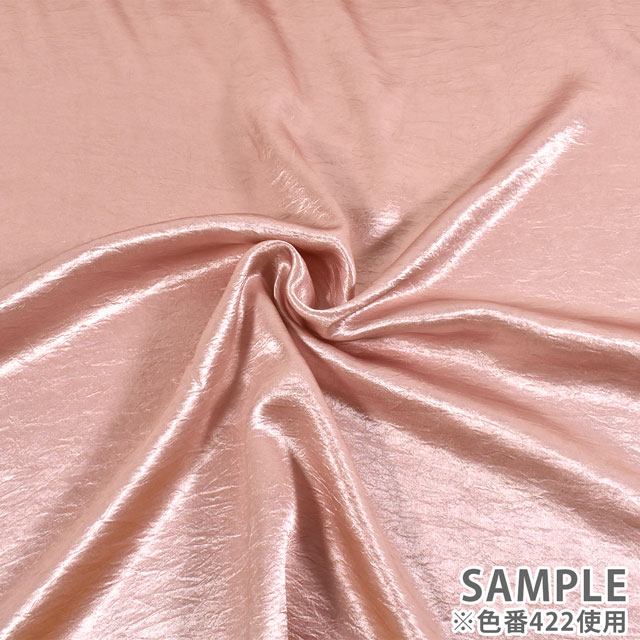 サテン生地 メロンジワ(A6600) 422.シェルピンク 10Ae07_