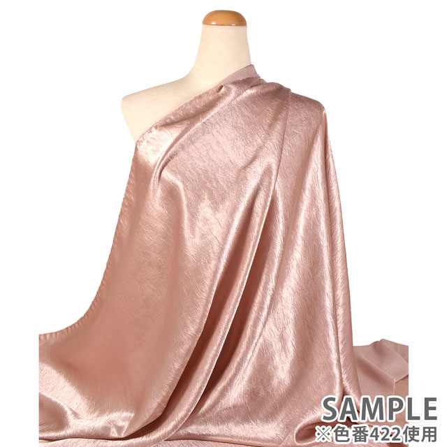 サテン生地 メロンジワ(A6600) 422.シェルピンク 10Ae07_