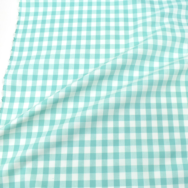 生地 交織ダンガリー チェック 大(AD46300) 325.ミントグリーン 09Bk22_