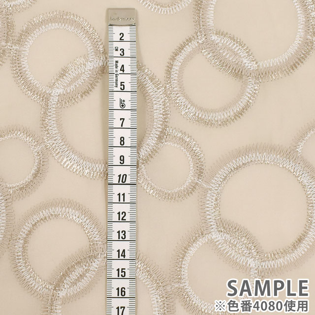 生地 綿ローンマルチレース サークル(AL563) 4080.ベージュ 10Ac04_