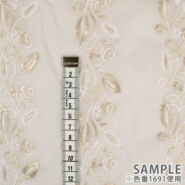 生地 綿ローンマルチレース ボタニカル(AL583) 1684.濃いベージュ 10Ac04_