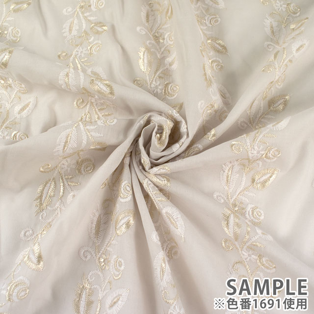 生地 綿ローンマルチレース ボタニカル(AL583) 1684.濃いベージュ 10Ac04_