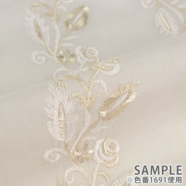 生地 綿ローンマルチレース ボタニカル(AL583) 1684.濃いベージュ 10Ac04_