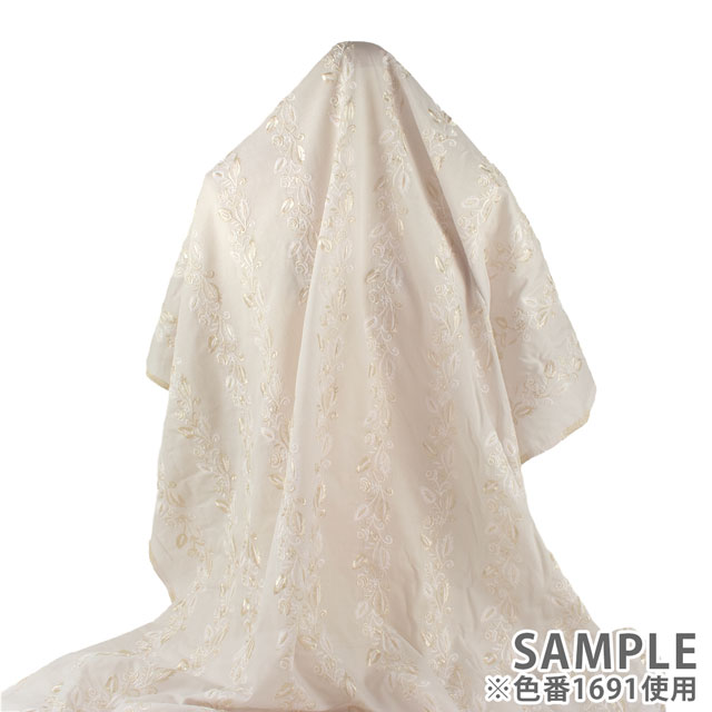 生地 綿ローンマルチレース ボタニカル(AL583) 1684.濃いベージュ 10Ac04_