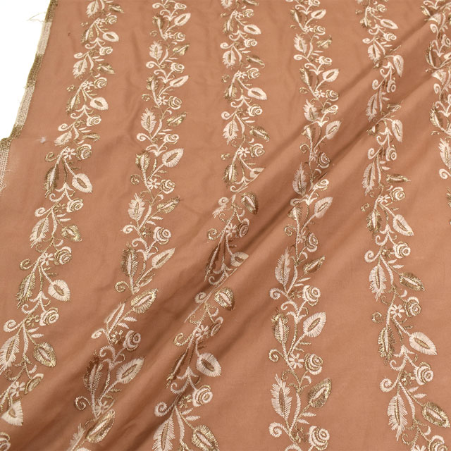 生地 綿ローンマルチレース ボタニカル(AL583) 1684.濃いベージュ 10Ac04_