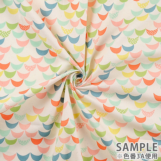 生地 ピグミーワールド カラフル波柄/シーチング(AP11704) 3E.グレー 99Zz99_