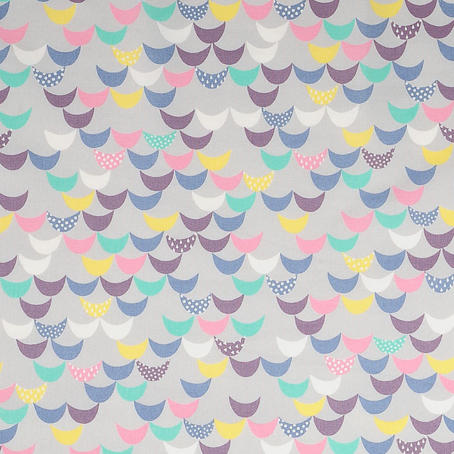 生地 ピグミーワールド カラフル波柄/シーチング(AP11704) 3E.グレー 99Zz99_