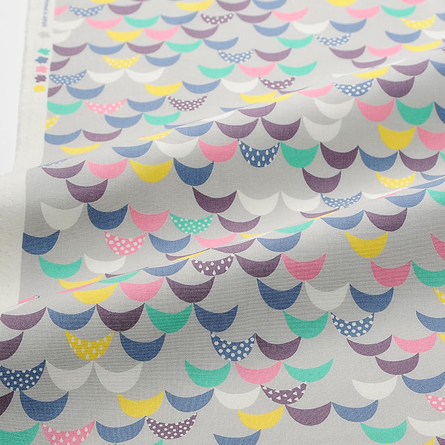 生地 ピグミーワールド カラフル波柄/シーチング(AP11704) 3E.グレー 99Zz99_