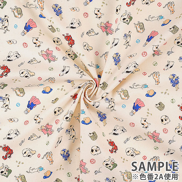 生地 ヤオヨロズ和柄 浮世絵風猫(AP11802) 2E.黒 99Zz99_